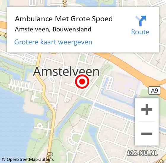 Locatie op kaart van de 112 melding: Ambulance Met Grote Spoed Naar Amstelveen, Bouwensland op 10 januari 2022 00:20