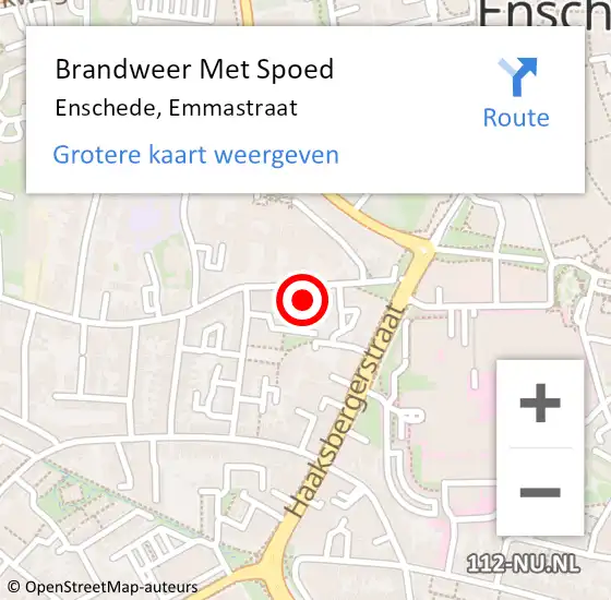Locatie op kaart van de 112 melding: Brandweer Met Spoed Naar Enschede, Emmastraat op 10 januari 2022 00:47