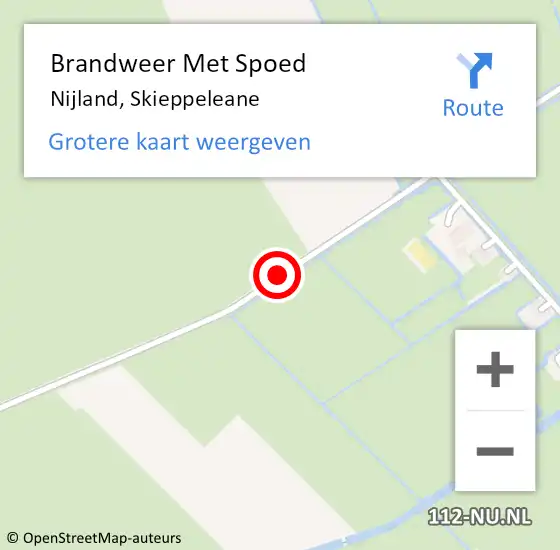 Locatie op kaart van de 112 melding: Brandweer Met Spoed Naar Nijland, Skieppeleane op 10 januari 2022 02:49