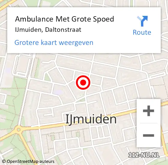 Locatie op kaart van de 112 melding: Ambulance Met Grote Spoed Naar IJmuiden, Daltonstraat op 10 januari 2022 02:52