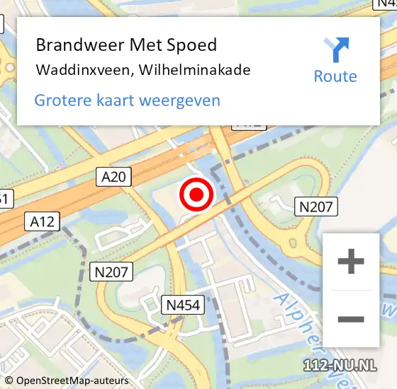 Locatie op kaart van de 112 melding: Brandweer Met Spoed Naar Waddinxveen, Wilhelminakade op 10 januari 2022 03:11