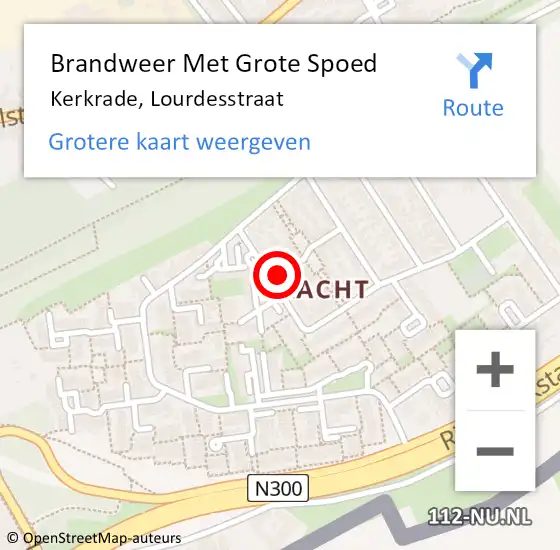 Locatie op kaart van de 112 melding: Brandweer Met Grote Spoed Naar Kerkrade, Lourdesstraat op 10 januari 2022 03:13