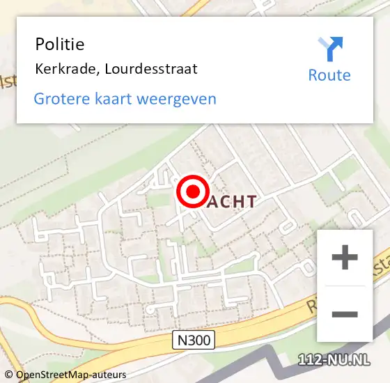 Locatie op kaart van de 112 melding: Politie Kerkrade, Lourdesstraat op 10 januari 2022 03:14