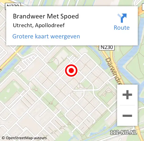 Locatie op kaart van de 112 melding: Brandweer Met Spoed Naar Utrecht, Apollodreef op 10 januari 2022 03:17