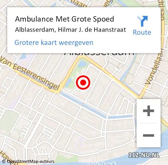 Locatie op kaart van de 112 melding: Ambulance Met Grote Spoed Naar Alblasserdam, Hilmar J. de Haanstraat op 10 januari 2022 03:26