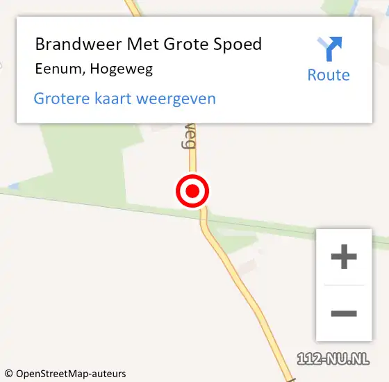 Locatie op kaart van de 112 melding: Brandweer Met Grote Spoed Naar Eenum, Hogeweg op 4 juli 2014 19:56