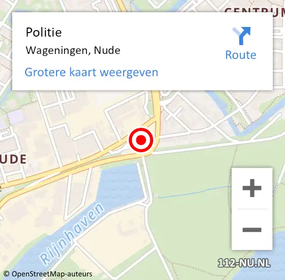 Locatie op kaart van de 112 melding: Politie Wageningen, Nude op 10 januari 2022 05:10