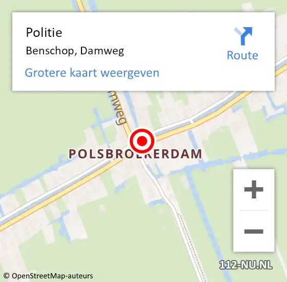 Locatie op kaart van de 112 melding: Politie Benschop, Damweg op 10 januari 2022 05:54