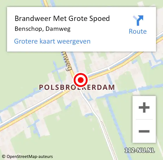 Locatie op kaart van de 112 melding: Brandweer Met Grote Spoed Naar Benschop, Damweg op 10 januari 2022 05:54