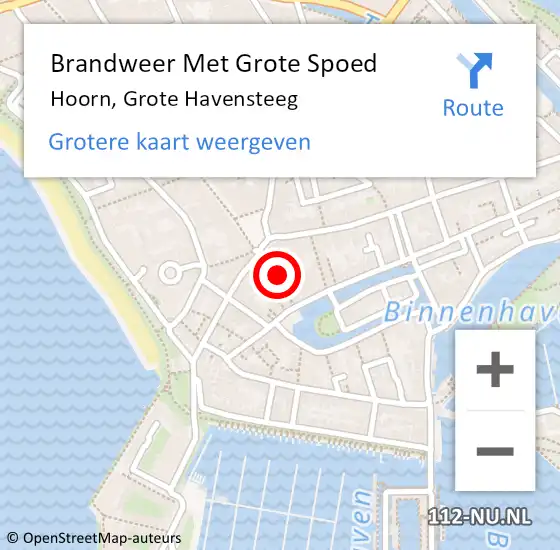 Locatie op kaart van de 112 melding: Brandweer Met Grote Spoed Naar Hoorn, Grote Havensteeg op 4 juli 2014 19:59