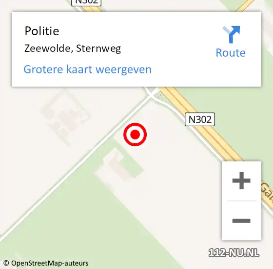 Locatie op kaart van de 112 melding: Politie Zeewolde, Sternweg op 10 januari 2022 07:37