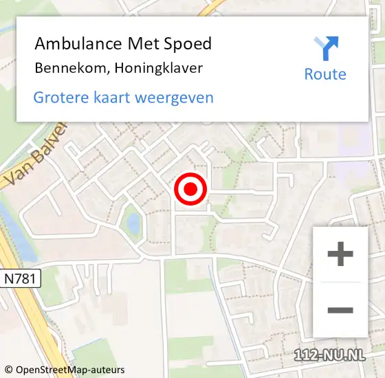 Locatie op kaart van de 112 melding: Ambulance Met Spoed Naar Bennekom, Honingklaver op 10 januari 2022 07:41