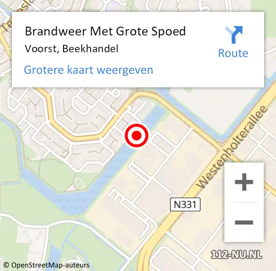 Locatie op kaart van de 112 melding: Brandweer Met Grote Spoed Naar Voorst, Beekhandel op 7 oktober 2013 11:12