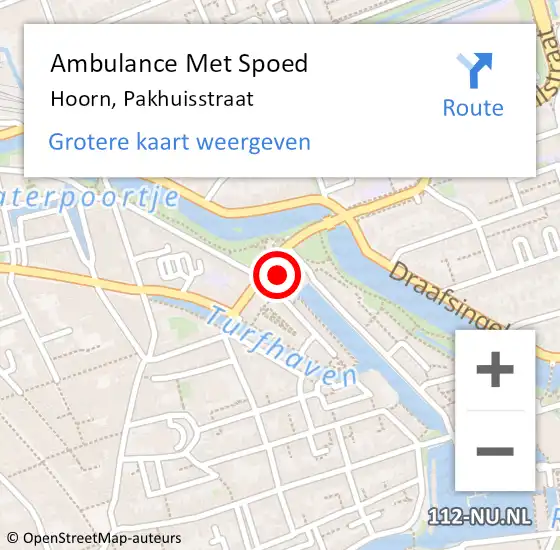Locatie op kaart van de 112 melding: Ambulance Met Spoed Naar Hoorn, Pakhuisstraat op 10 januari 2022 07:47