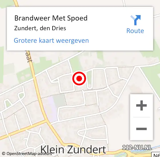 Locatie op kaart van de 112 melding: Brandweer Met Spoed Naar Zundert, den Dries op 10 januari 2022 08:11