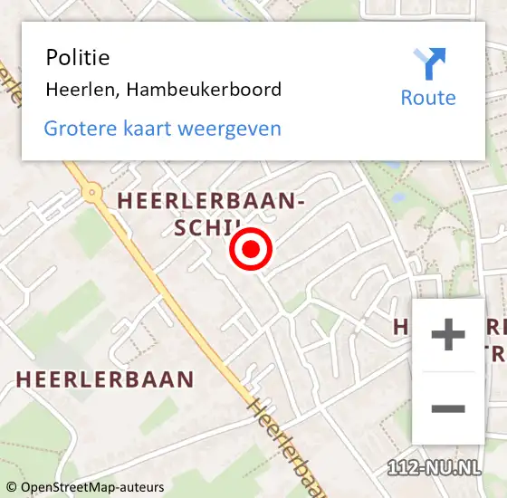 Locatie op kaart van de 112 melding: Politie Heerlen, Hambeukerboord op 10 januari 2022 08:11