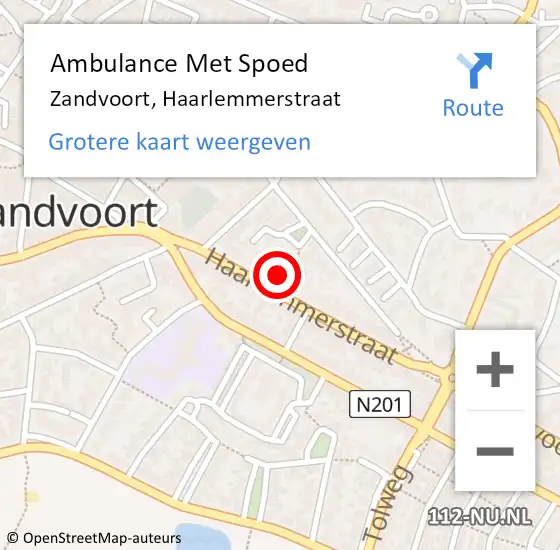 Locatie op kaart van de 112 melding: Ambulance Met Spoed Naar Zandvoort, Haarlemmerstraat op 10 januari 2022 08:16