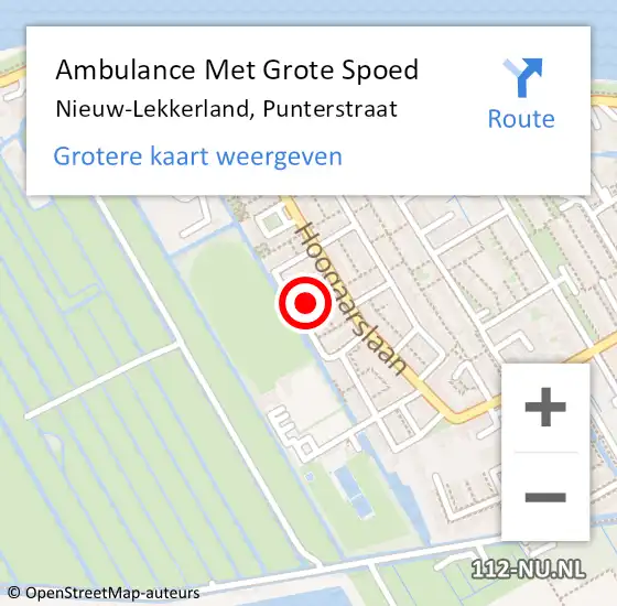 Locatie op kaart van de 112 melding: Ambulance Met Grote Spoed Naar Nieuw-Lekkerland, Punterstraat op 10 januari 2022 08:28