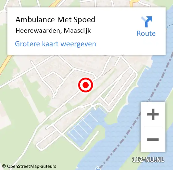 Locatie op kaart van de 112 melding: Ambulance Met Spoed Naar Heerewaarden, Maasdijk op 10 januari 2022 08:46