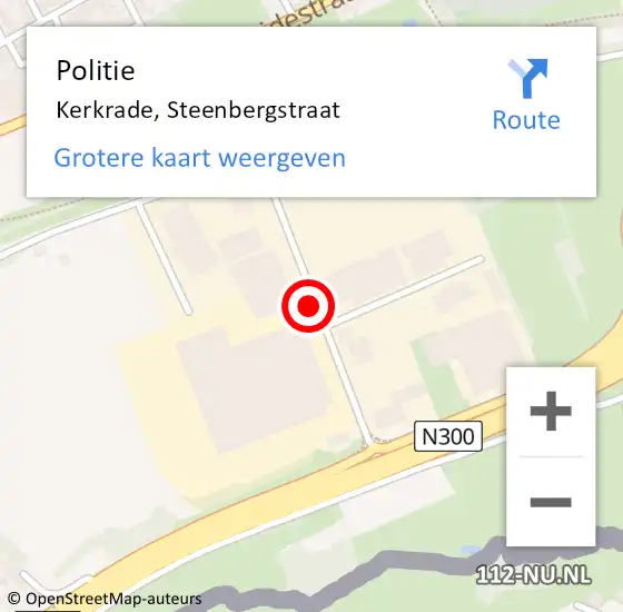 Locatie op kaart van de 112 melding: Politie Kerkrade, Steenbergstraat op 10 januari 2022 08:47