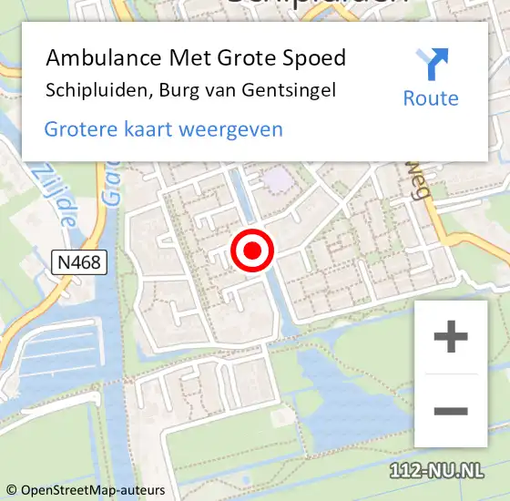 Locatie op kaart van de 112 melding: Ambulance Met Grote Spoed Naar Schipluiden, Burg Van Gentsingel op 4 juli 2014 20:15