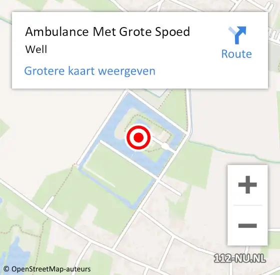 Locatie op kaart van de 112 melding: Ambulance Met Grote Spoed Naar Well op 4 juli 2014 20:20