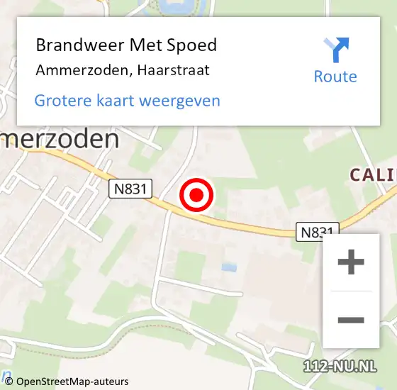 Locatie op kaart van de 112 melding: Brandweer Met Spoed Naar Ammerzoden, Haarstraat op 10 januari 2022 10:19