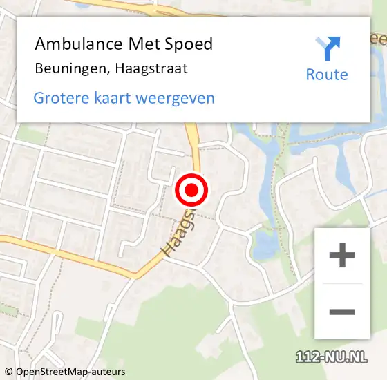 Locatie op kaart van de 112 melding: Ambulance Met Spoed Naar Beuningen, Haagstraat op 10 januari 2022 10:32