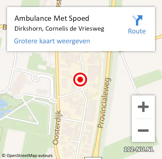 Locatie op kaart van de 112 melding: Ambulance Met Spoed Naar Dirkshorn, Cornelis de Vriesweg op 10 januari 2022 10:37