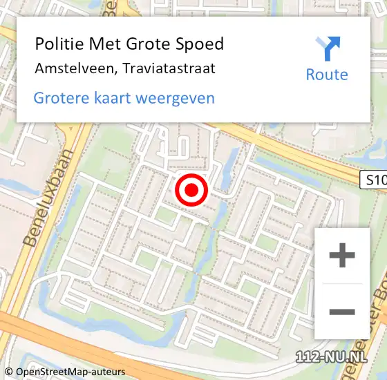 Locatie op kaart van de 112 melding: Politie Met Grote Spoed Naar Amstelveen, Traviatastraat op 10 januari 2022 10:52