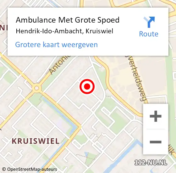 Locatie op kaart van de 112 melding: Ambulance Met Grote Spoed Naar Hendrik-Ido-Ambacht, Kruiswiel op 10 januari 2022 10:56