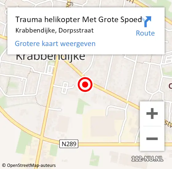 Locatie op kaart van de 112 melding: Trauma helikopter Met Grote Spoed Naar Krabbendijke, Dorpsstraat op 10 januari 2022 11:28