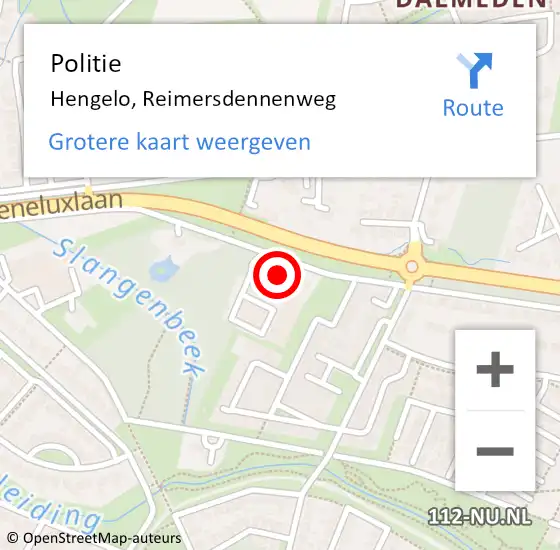 Locatie op kaart van de 112 melding: Politie Hengelo, Reimersdennenweg op 10 januari 2022 11:35