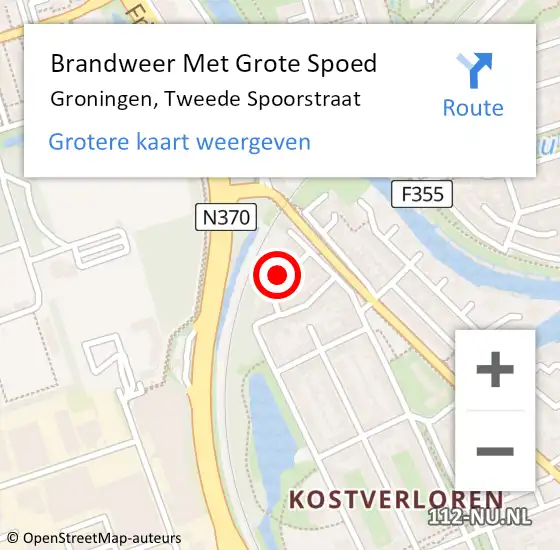 Locatie op kaart van de 112 melding: Brandweer Met Grote Spoed Naar Groningen, Tweede Spoorstraat op 10 januari 2022 11:35