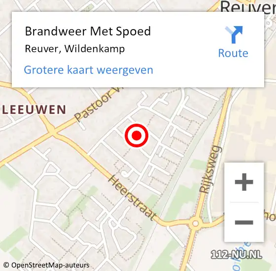 Locatie op kaart van de 112 melding: Brandweer Met Spoed Naar Reuver, Wildenkamp op 10 januari 2022 12:05