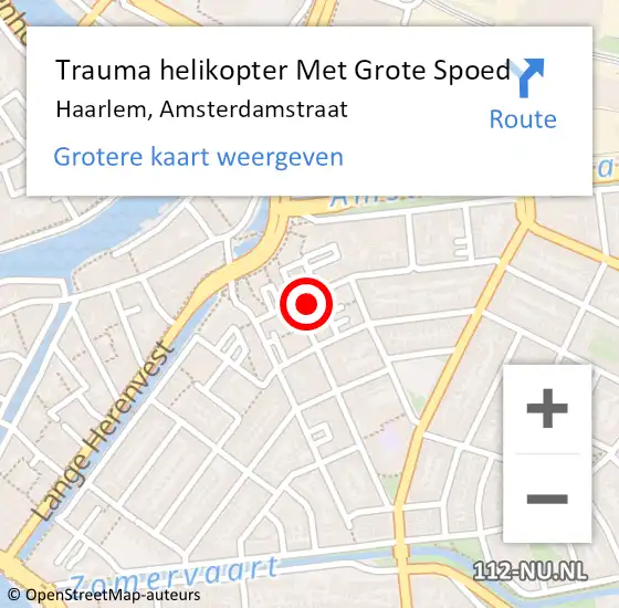 Locatie op kaart van de 112 melding: Trauma helikopter Met Grote Spoed Naar Haarlem, Amsterdamstraat op 10 januari 2022 12:11