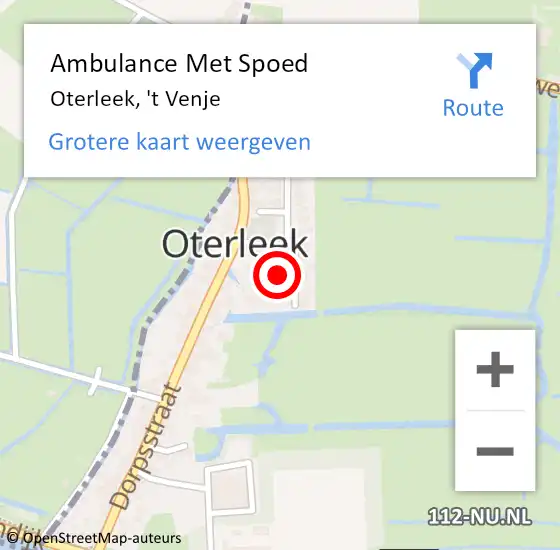 Locatie op kaart van de 112 melding: Ambulance Met Spoed Naar Oterleek, 't Venje op 10 januari 2022 12:37
