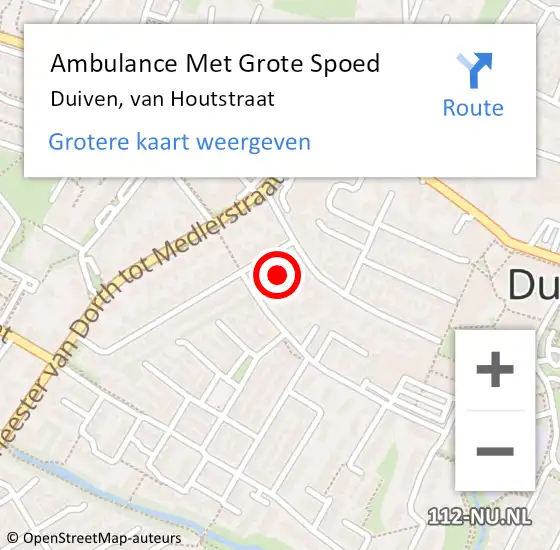 Locatie op kaart van de 112 melding: Ambulance Met Grote Spoed Naar Duiven, van Houtstraat op 10 januari 2022 12:42