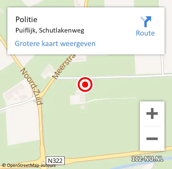 Locatie op kaart van de 112 melding: Politie Puiflijk, Schutlakenweg op 10 januari 2022 12:47