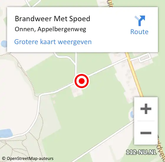 Locatie op kaart van de 112 melding: Brandweer Met Spoed Naar Onnen, Appelbergenweg op 10 januari 2022 12:57