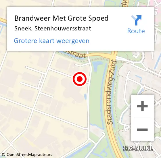 Locatie op kaart van de 112 melding: Brandweer Met Grote Spoed Naar Sneek, Steenhouwersstraat op 10 januari 2022 13:12