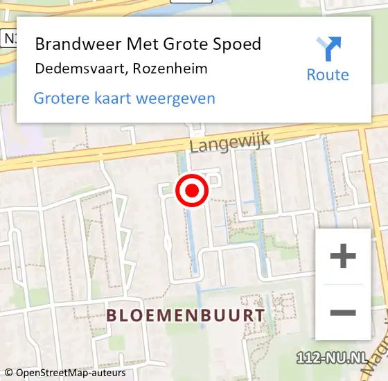 Locatie op kaart van de 112 melding: Brandweer Met Grote Spoed Naar Dedemsvaart, Rozenheim op 10 januari 2022 13:34
