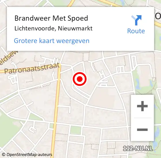 Locatie op kaart van de 112 melding: Brandweer Met Spoed Naar Lichtenvoorde, Nieuwmarkt op 10 januari 2022 13:36