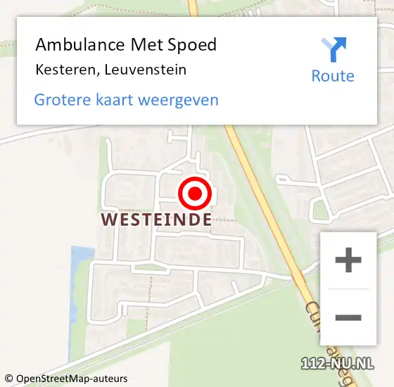 Locatie op kaart van de 112 melding: Ambulance Met Spoed Naar Kesteren, Leuvenstein op 10 januari 2022 13:43