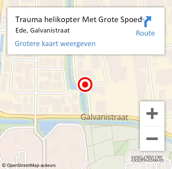 Locatie op kaart van de 112 melding: Trauma helikopter Met Grote Spoed Naar Ede, Galvanistraat op 10 januari 2022 13:52