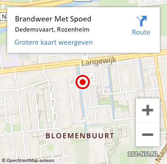 Locatie op kaart van de 112 melding: Brandweer Met Spoed Naar Dedemsvaart, Rozenheim op 10 januari 2022 13:53