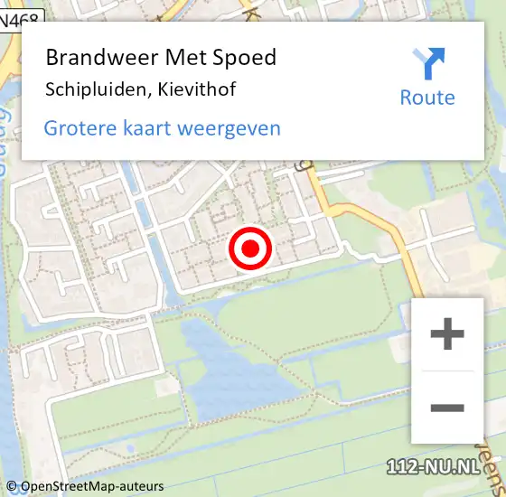 Locatie op kaart van de 112 melding: Brandweer Met Spoed Naar Schipluiden, Kievithof op 10 januari 2022 13:55