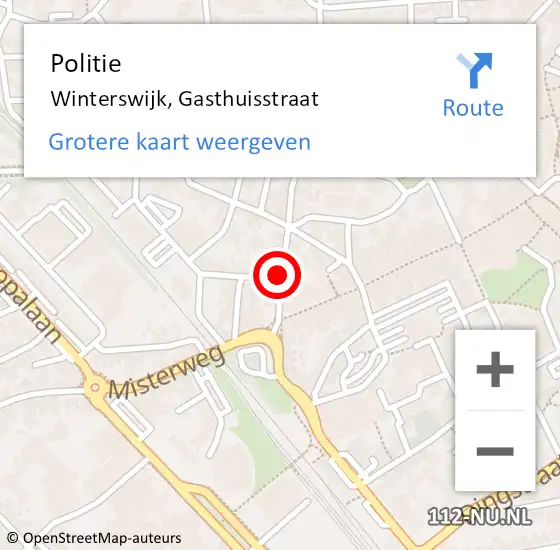 Locatie op kaart van de 112 melding: Politie Winterswijk, Gasthuisstraat op 10 januari 2022 13:55