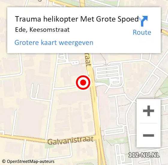 Locatie op kaart van de 112 melding: Trauma helikopter Met Grote Spoed Naar Ede, Keesomstraat op 10 januari 2022 14:29