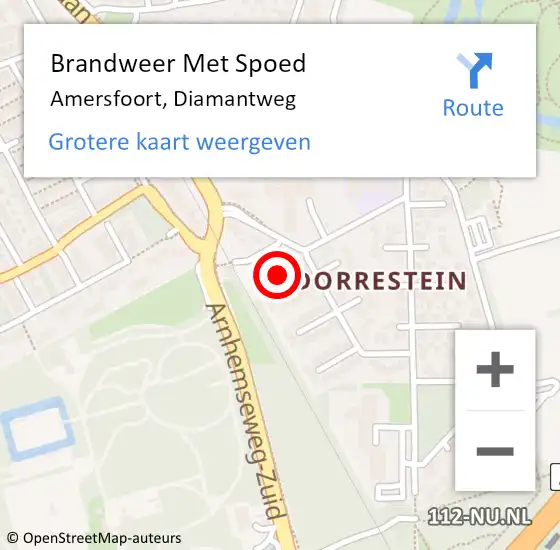 Locatie op kaart van de 112 melding: Brandweer Met Spoed Naar Amersfoort, Diamantweg op 10 januari 2022 14:31